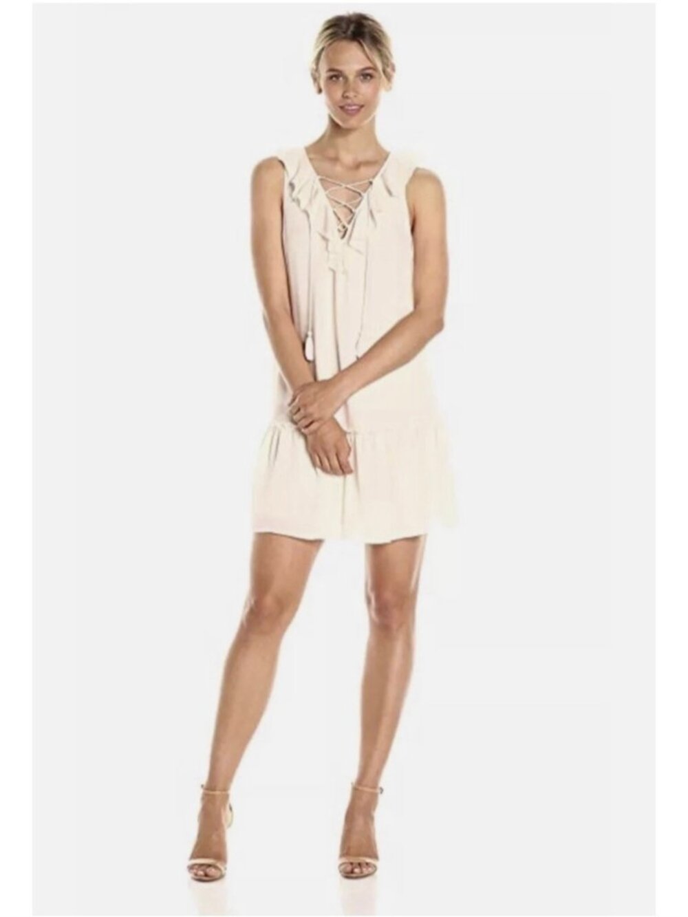 Joie Women’s Felip Ruffle V-Neck Sleeveless Mini Dress